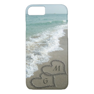 Personalisiertes Sandherz am Strand iPhone 8/7 Hülle