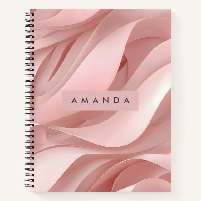Personalisiertes sanftes Rosa Abstract Flow Design Notizbuch (Vorderseite)