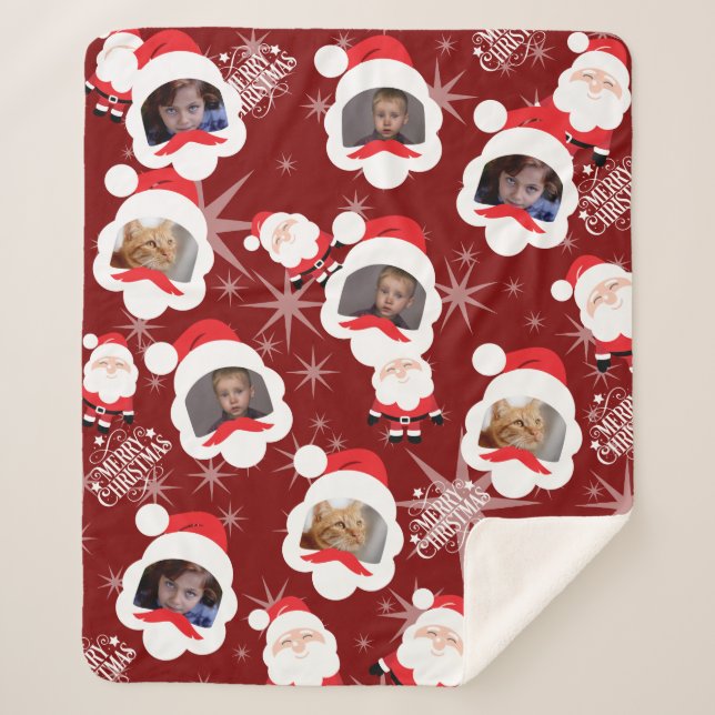 Personalisiertes Santa-FotoCollage Sherpadecke (Vorderseite)