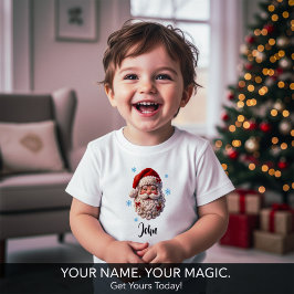 Personalisiertes Santa-Gesicht Gestricktes Weihnac Baby T-shirt