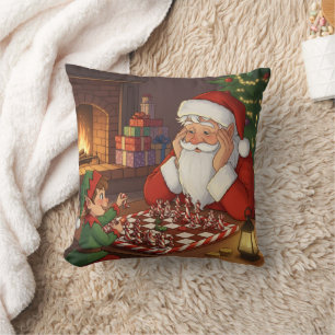 Personalisiertes Santa- und Elf-Schachspiel Weihna Kissen