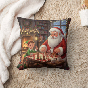 Personalisiertes Santa- und Elf-Schachspiel Weihna Kissen
