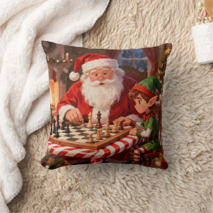 Personalisiertes Santa- und Elf-Schachspiel Weihna Kissen