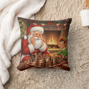 Personalisiertes Santa- und Elf-Schachspiel Weihna Kissen