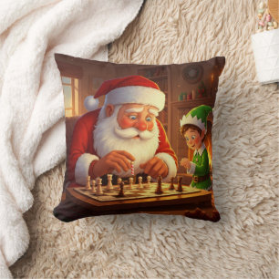 Personalisiertes Santa- und Elf-Schachspiel Weihna Kissen