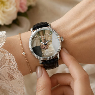 Personalisiertes 'Save the Date'-Foto-Hochzeitsges Armbanduhr