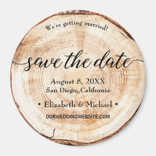 Personalisiertes Save the Date Skript Wood Grain Magnet
