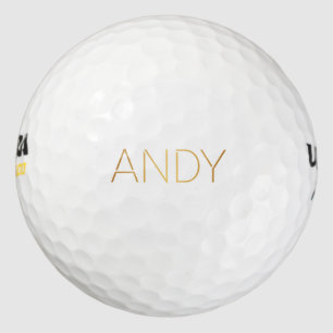 Personalisiertes Schablone-Schriftartandy-Gold auf Golfball