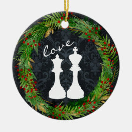 Personalisiertes Schach Weißer König, Queen Couple Keramik Ornament