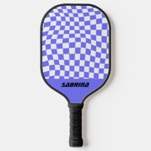 Personalisiertes Schachbrett   Lila und weiß Pickleball Schläger