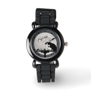 Personalisiertes Schachspiel mit Vollmond Armbanduhr