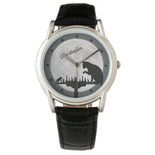 Personalisiertes Schachspiel mit Vollmond Armbanduhr