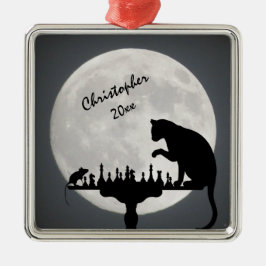 Personalisiertes Schachspiel mit Vollmond Ornament Aus Metall