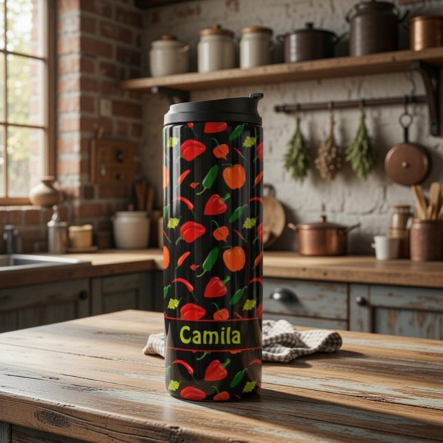 Personalisiertes scharfes Paprika-Muster  Thermosbecher (Von Creator hochgeladen)