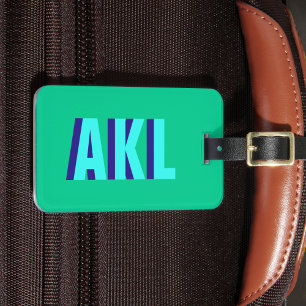 Personalisiertes Schatten-Monogramm Blau Grün Gepäckanhänger