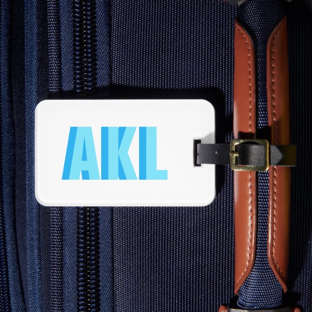 Personalisiertes Schatten-Monogramm Pastellblau Ma Gepäckanhänger (Vorderseite Insitu 4)