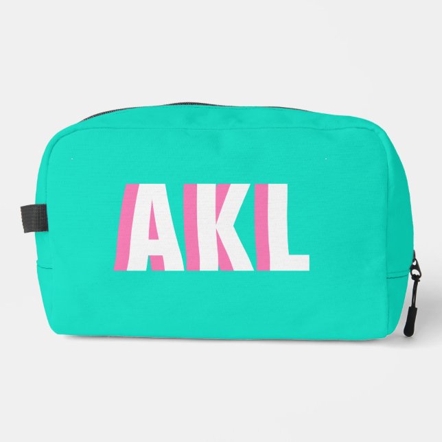 Personalisiertes Schattenmonogramm Pink Aqua Grün Waschbeutel (Vorderseite)