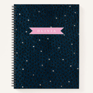 Personalisiertes schickes dunkles Jeans-Rhinstone- Notizbuch