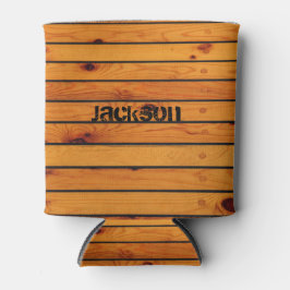 Personalisiertes Schiff aus braunem Holz Dosenkühler