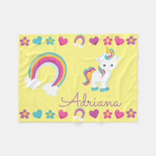 Personalisiertes Schlafbaby Unicorn & Rainbow Fleecedecke