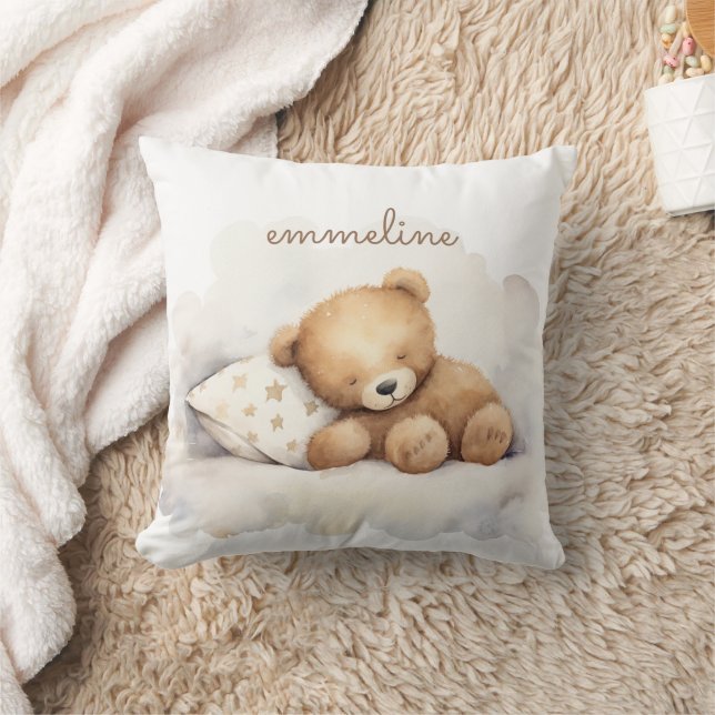 Personalisiertes Schlafteddy-Bären-Kinderzimmer Kissen (Decke)