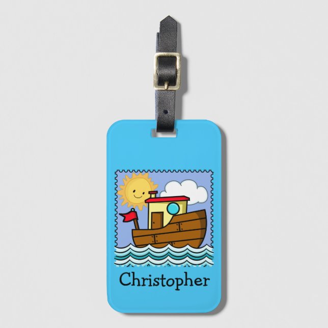 Personalisiertes Schlepperboot Gepäckanhänger (Vorderseite Vertikal)