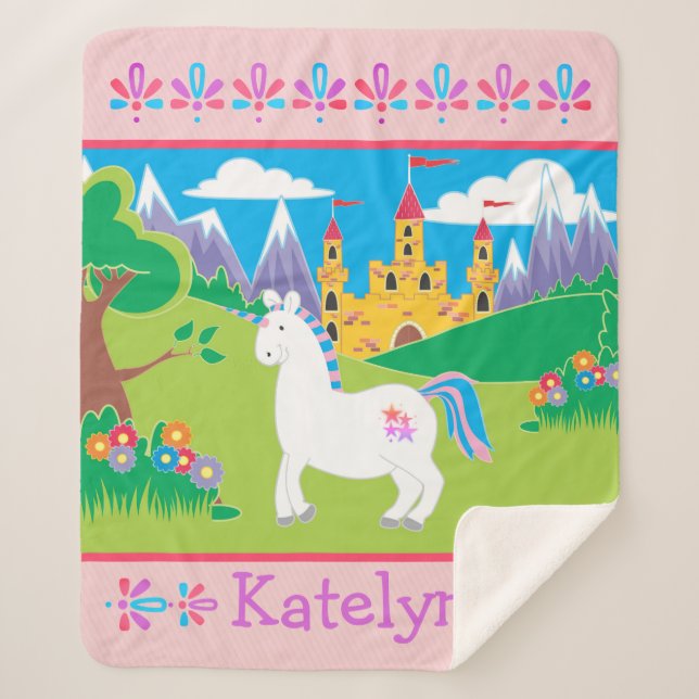 Personalisiertes Schloss Unicorn Sherpadecke (Vorderseite)
