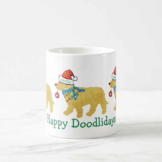 Personalisiertes schmutziges Weihnachtsgoldendoodl Kaffeetasse (Mittel)