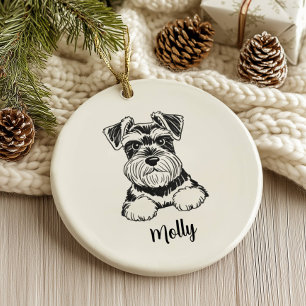 Personalisiertes Schnauzer-Hund-Weihnachten Keramik Ornament