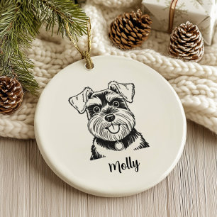 Personalisiertes Schnauzer-Hunde-Weihnachten Keramik Ornament