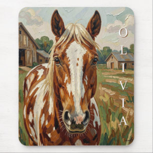 Personalisiertes Schönes Braun-Weißes Pferd Mousepad