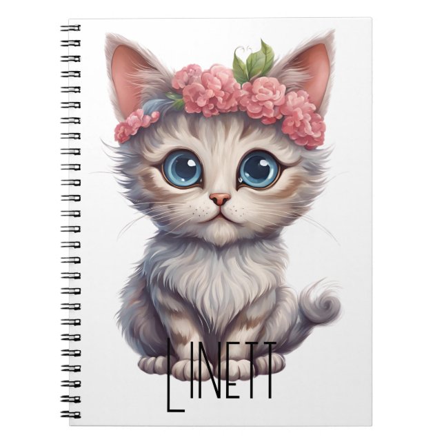 Personalisiertes schönes Cat Spiral Notebook: Grac Notizblock (Vorderseite)