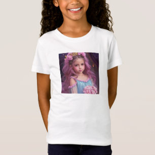 Personalisiertes schönes Mädchen mit rosa Blume T-Shirt