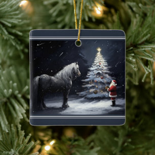 Personalisiertes schönes Pferd und Weihnachten Keramikornament