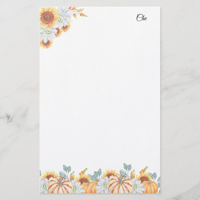 Personalisiertes Schreibpapier mit Blumenschrift Briefpapier (Vorderseite)