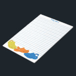 Personalisiertes Schreibpapier mit farbigen Kunsts Notizblock<br><div class="desc">Dieses ausgekleidete Schreibpapier ist bereit,  oben mit einem Namen in hellblauer Schrift personalisiert zu werden. Es hat passende blaue Linien mit einer Abbildung am Ende von drei Plastikmoccasin- oder Lack-Schuhen in Gelb,  Orange und Blau.</div>