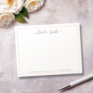Personalisiertes Schreibpapier mit rosa Schrift Mitteilungskarte