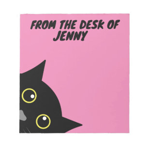 PERSONALISIERTES SCHREIBUNTERLAGE MIT KATZE NOTIZBLOCK