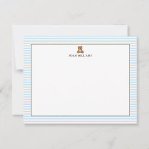 Personalisiertes Schreibwarenset Teddybär Blaue St Mitteilungskarte