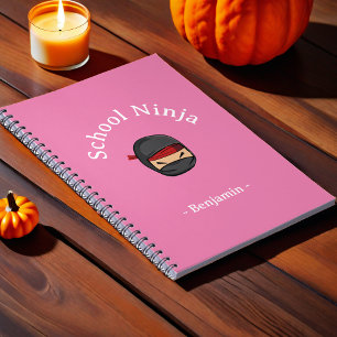 Personalisiertes Schul-Ninja-Kind Notizbuch Rosa U Notizblock