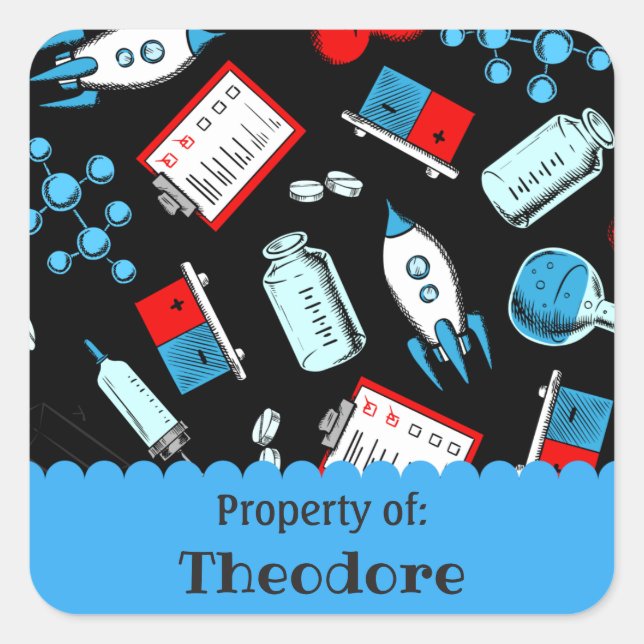 Personalisiertes Schulmodell Quadratischer Aufkleber (Vorderseite)