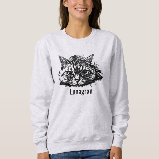 Personalisiertes Schwarz-Asche-Katzen-Mutter-Cute- Sweatshirt (Vorderseite)