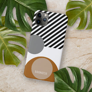 Personalisiertes Schwarz-Braun-Kreise-Kunstmuster Case-Mate iPhone Hülle
