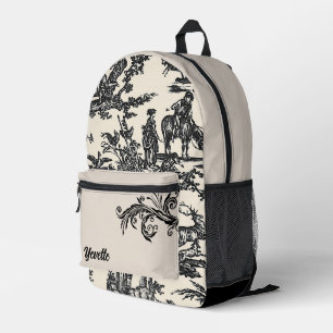 Personalisiertes Schwarz-Creme-Französisch-Toile-M Bedruckter Rucksack