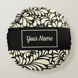 Personalisiertes Schwarz-Creme-Rundkissen Rundes Kissen