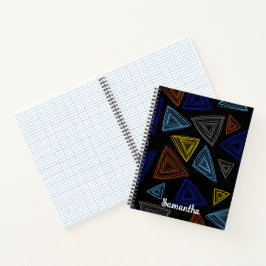 Personalisiertes Schwarz & Gelb Blau geometrisch Notizbuch