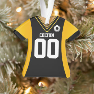 Personalisiertes Schwarz/Gelb Fußball Jersey Ornam Ornament