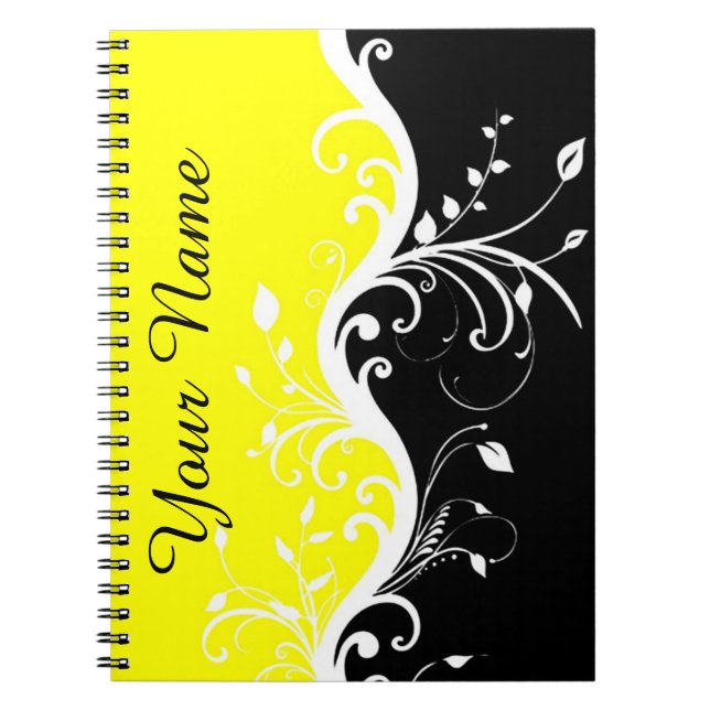 Personalisiertes Schwarz-Gelb-Notebook Notizblock (Vorderseite)