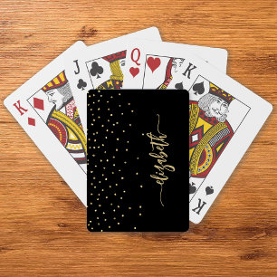 Personalisiertes Schwarz-Gold Elegantes Skript Kon Spielkarten
