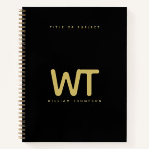 Personalisiertes Schwarz-Gold-Logo Notizbuch